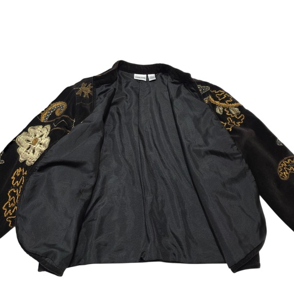 Chicos Brown Velvet Embellished Embroidered Jacket Women's Size L Whimsy Goth - Picture 2 of 9
